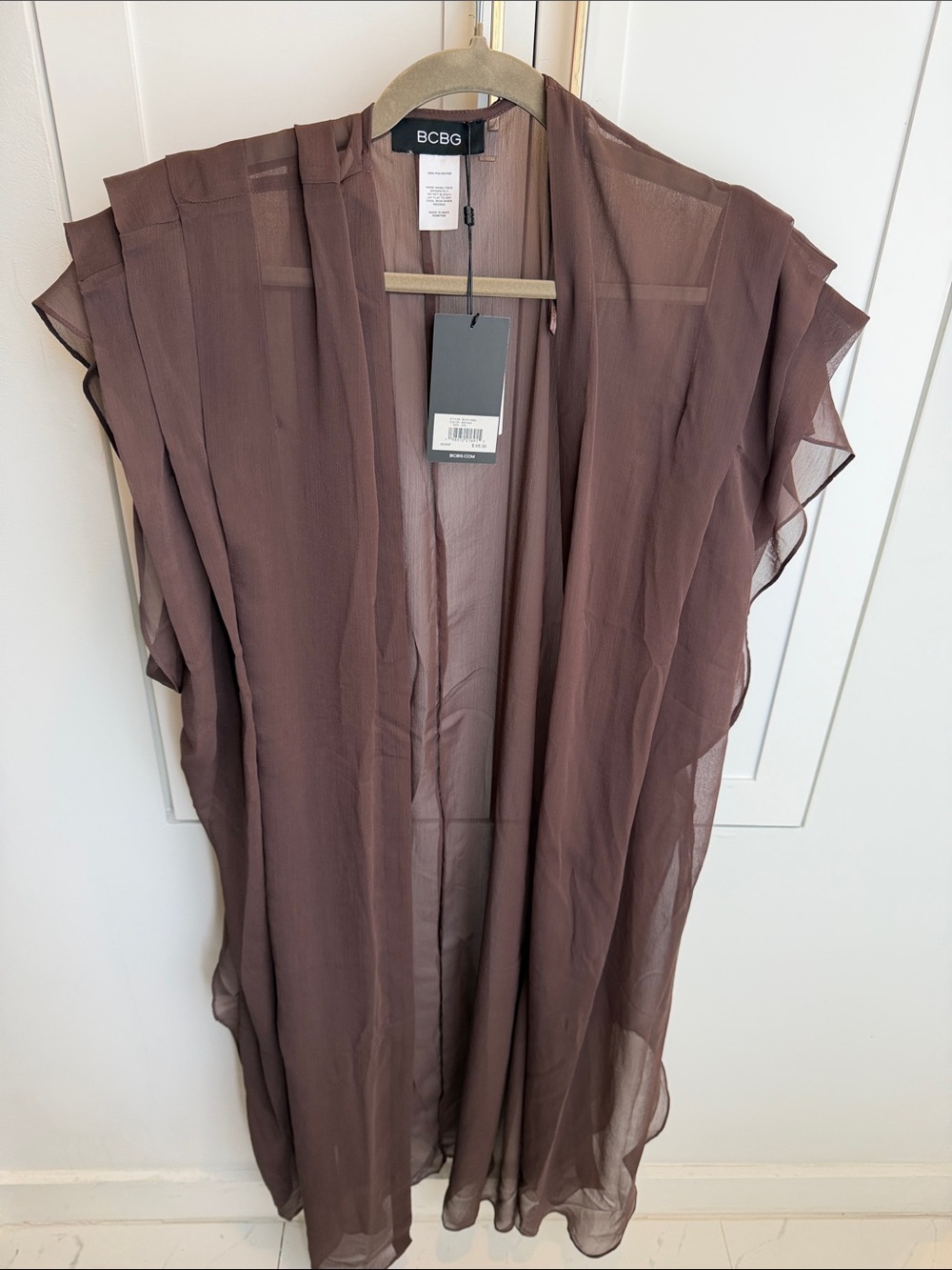 BCBG Sheer Mauve-Brown Flowing cover up / robe